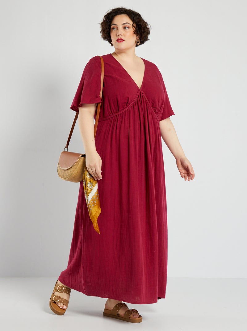 Vestido comprido com tranças VERMELHO - Kiabi