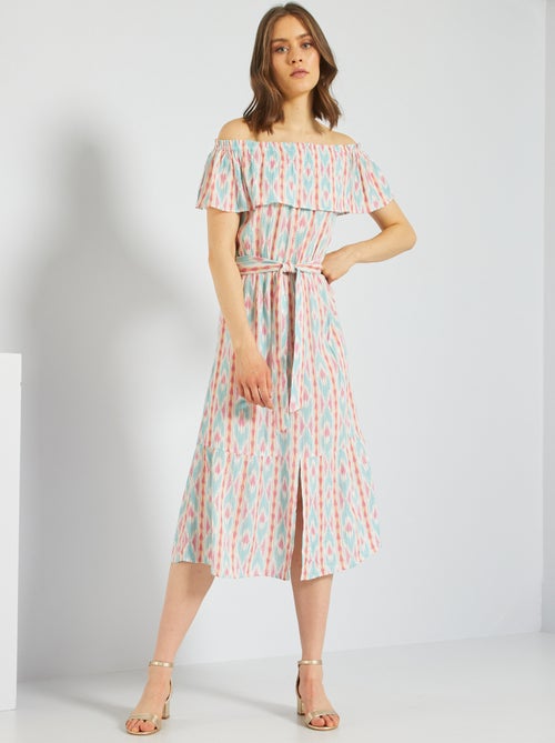 Vestido comprido comgola Bardot - Kiabi