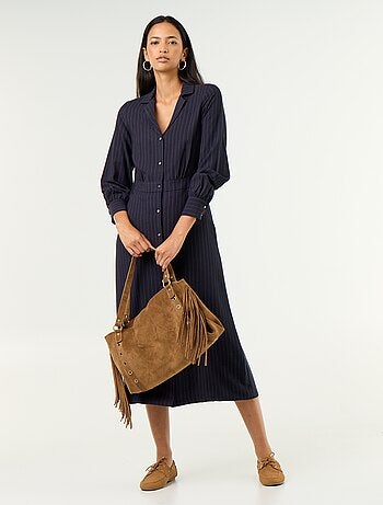 Vestido comprido corte camisa