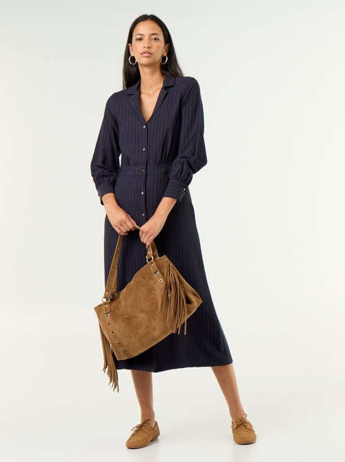 Vestido comprido corte camisa - Kiabi