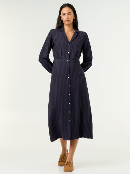 Vestido comprido corte camisa - Kiabi