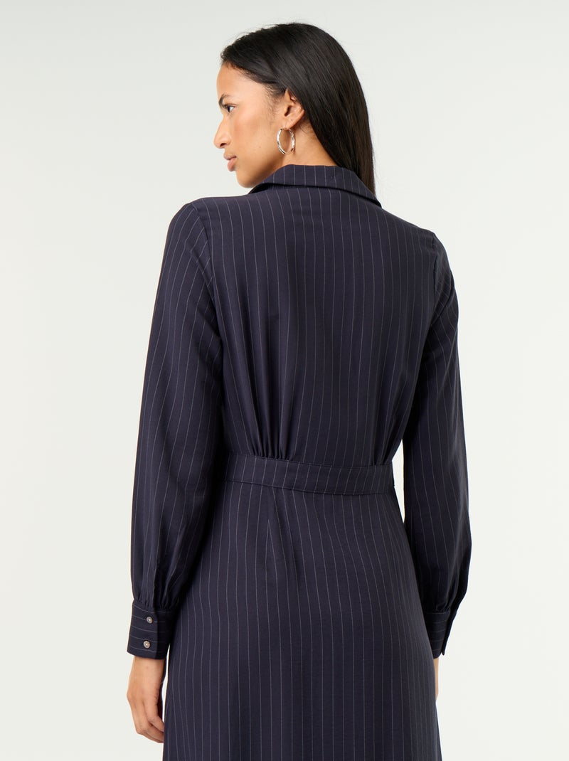 Vestido comprido corte camisa Azul - Kiabi