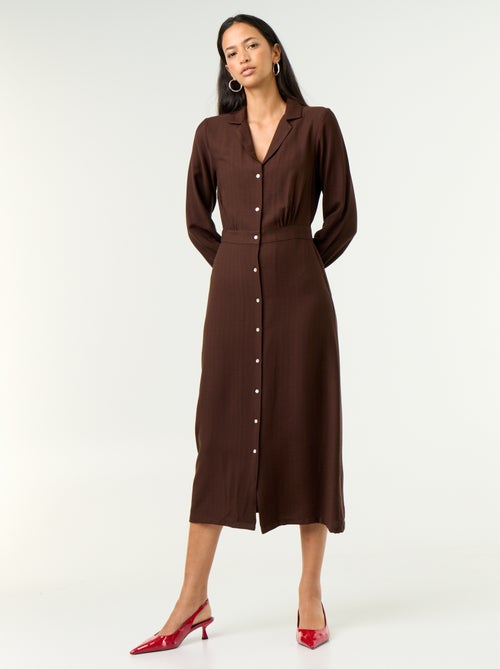 Vestido comprido corte camisa - Kiabi