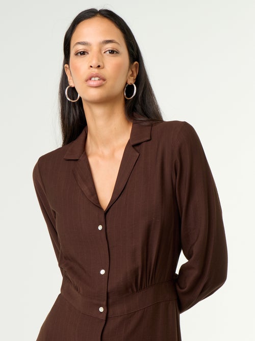 Vestido comprido corte camisa - Kiabi
