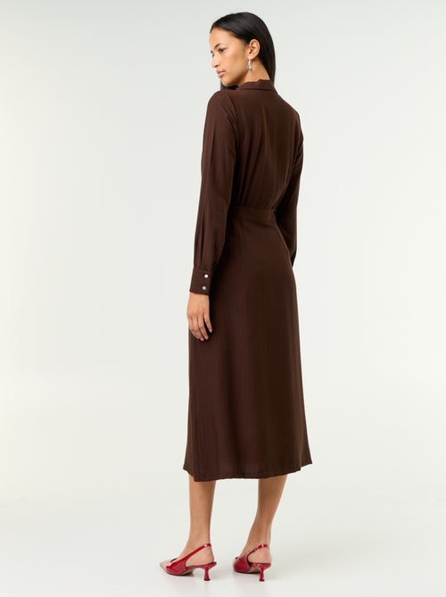 Vestido comprido corte camisa - Kiabi