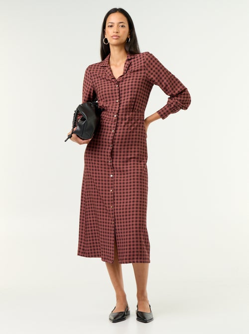 Vestido comprido corte camisa - Kiabi