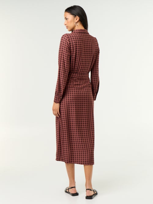 Vestido comprido corte camisa - Kiabi