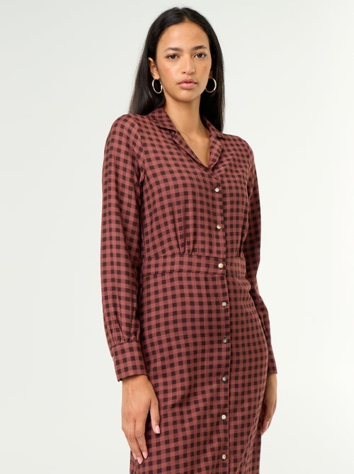 Vestido comprido corte camisa - Kiabi