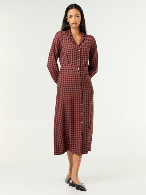 Vestido comprido corte camisa - Kiabi