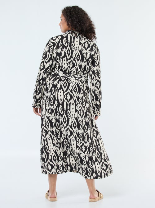 Vestido comprido corte camisa com cinto na cintura - Kiabi