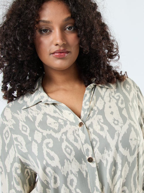 Vestido comprido corte camisa com cinto na cintura - Kiabi