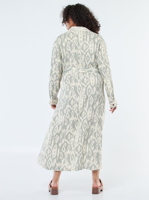 Vestido comprido corte camisa com cinto na cintura - Kiabi