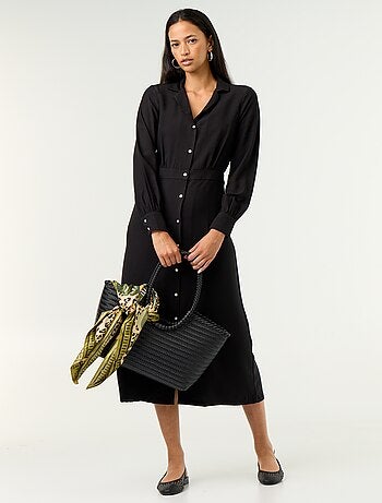 Vestido comprido corte camisa