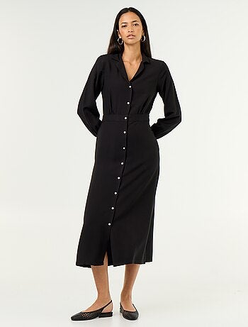 Vestido comprido corte camisa