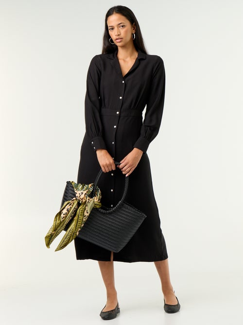 Vestido comprido corte camisa - Kiabi