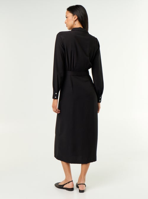Vestido comprido corte camisa - Kiabi