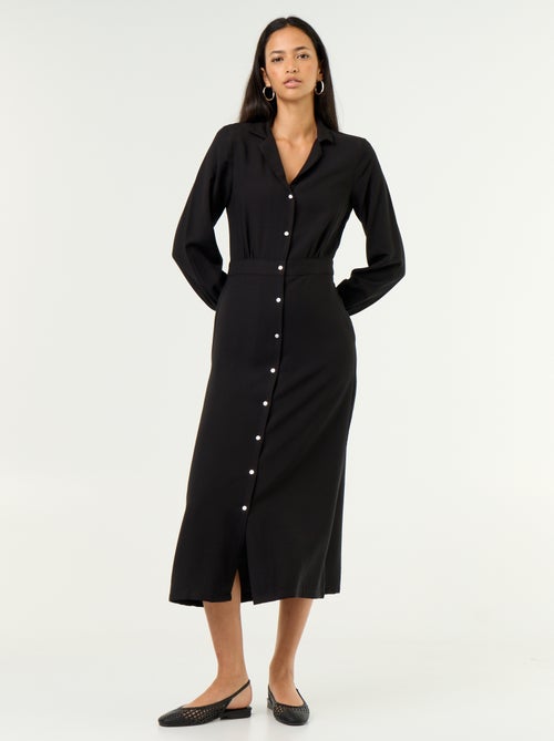 Vestido comprido corte camisa - Kiabi