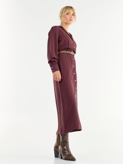 Vestido comprido corte camisa - Kiabi Vestido comprido corte camisa - Kiabi