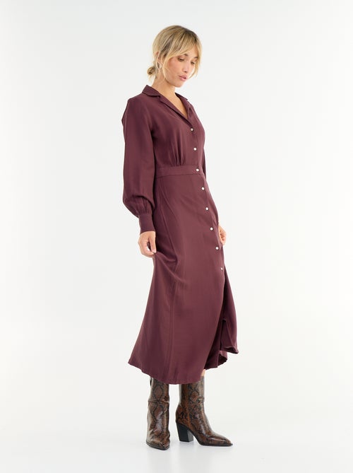 Vestido comprido corte camisa - Kiabi Vestido comprido corte camisa - Kiabi