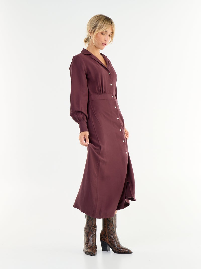 Vestido comprido corte camisa Violeta - Kiabi