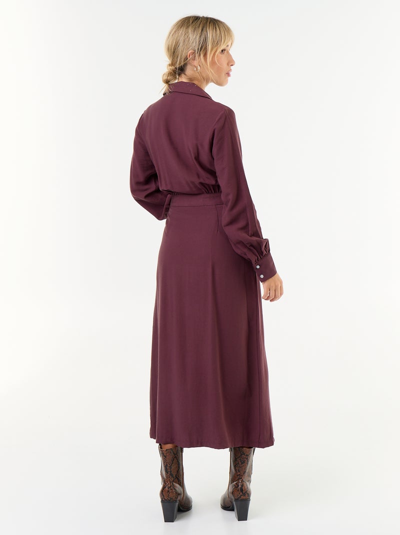 Vestido comprido corte camisa Violeta - Kiabi