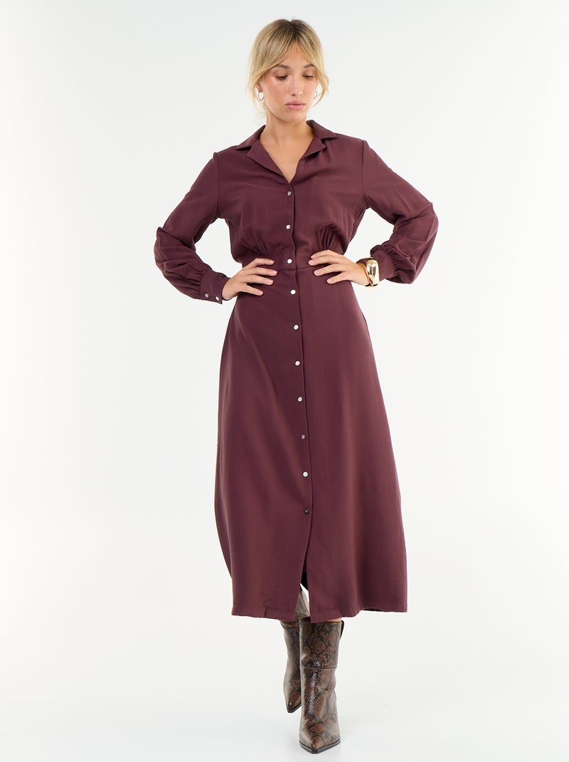 Vestido comprido corte camisa Violeta - Kiabi