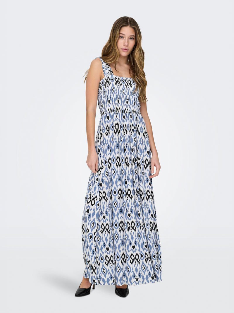 Vestido comprido de alças com favos de mel 'JDY' AZUL - Kiabi