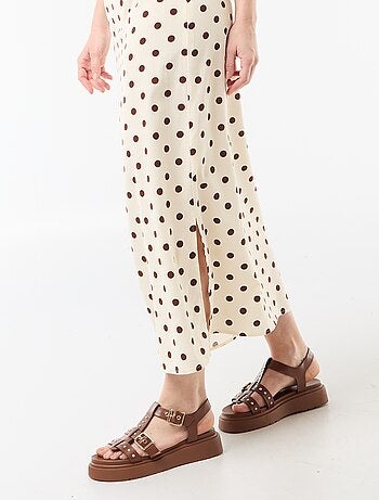 Vestido comprido de alças finas com bolinhas