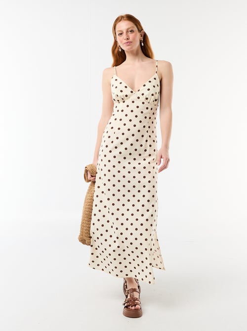 Vestido comprido de alças finas com bolinhas - Kiabi