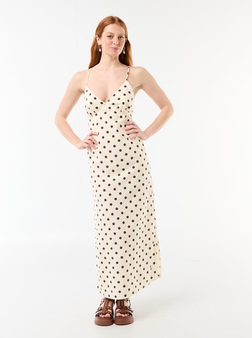 Vestido comprido de alças finas com bolinhas - Kiabi