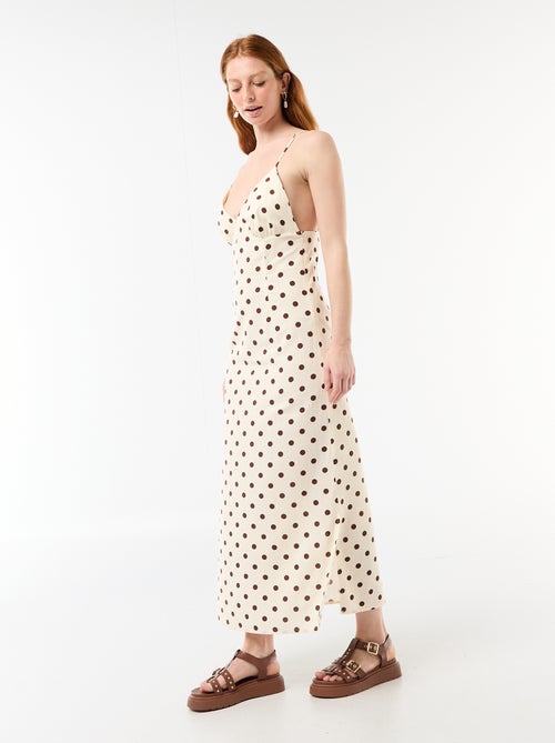 Vestido comprido de alças finas com bolinhas - Kiabi