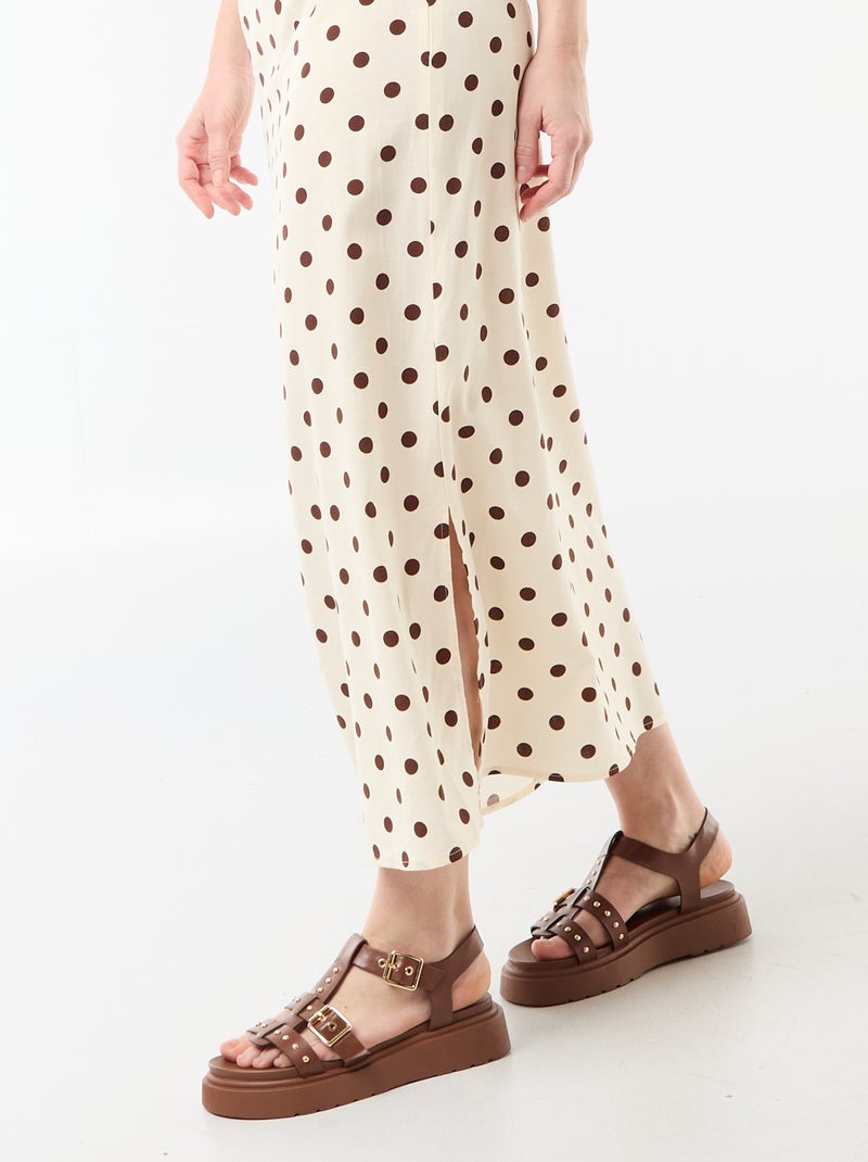 Vestido comprido de alças finas com bolinhas Branco - Kiabi