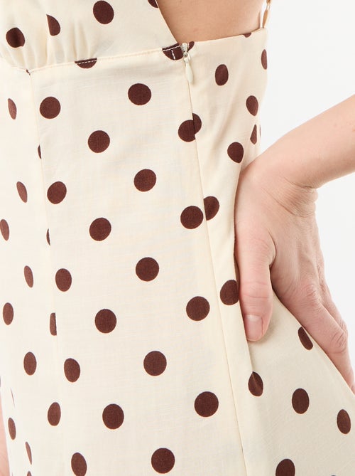 Vestido comprido de alças finas com bolinhas - Kiabi