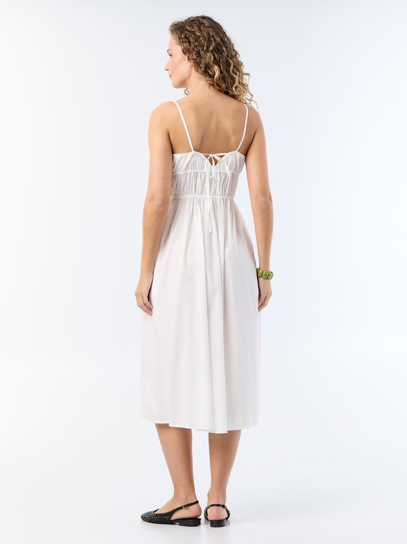 Vestido comprido de camadas liso Branco - Kiabi
