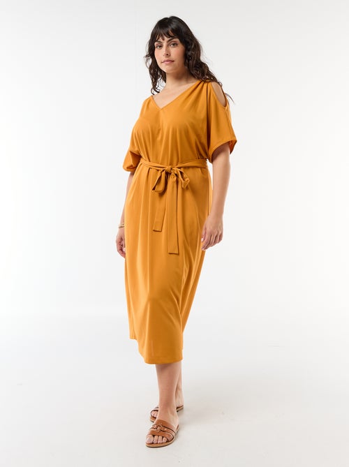 Vestido comprido de cerimónia com mangas curtas - Kiabi