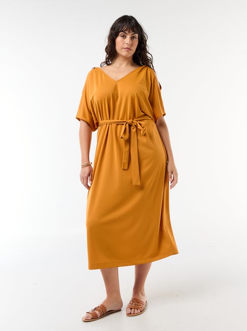 Vestido comprido de cerimónia com mangas curtas - Kiabi