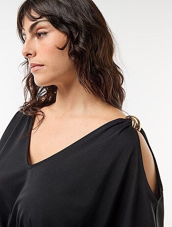 Vestido comprido de cerimónia com mangas curtas