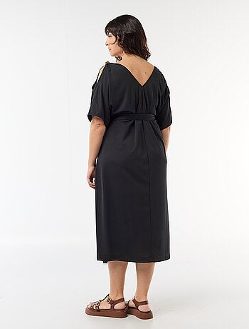 Vestido comprido de cerimónia com mangas curtas