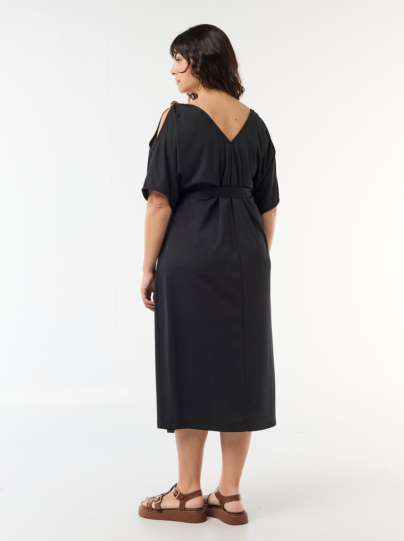 Vestido comprido de cerimónia com mangas curtas Preto - Kiabi