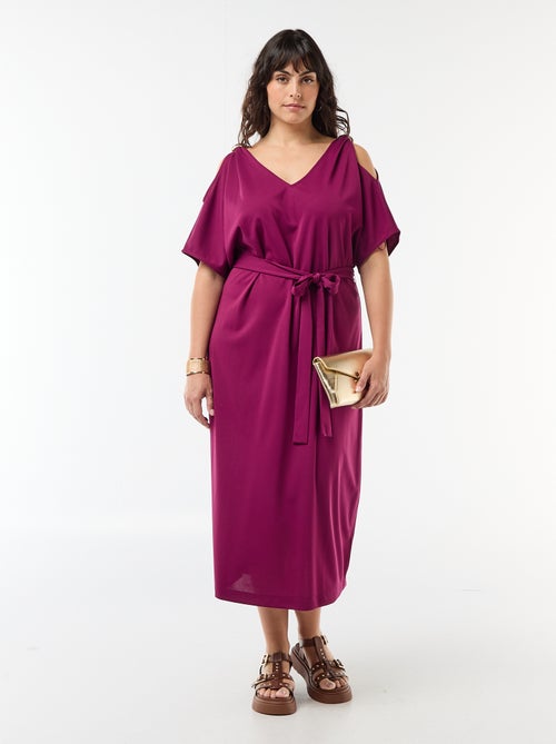 Vestido comprido de cerimónia com mangas curtas - Kiabi