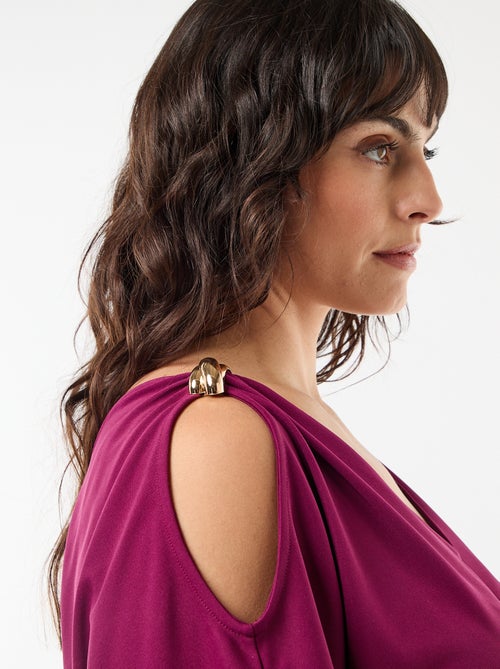 Vestido comprido de cerimónia com mangas curtas - Kiabi