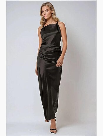 Vestido comprido de cetim hiccup