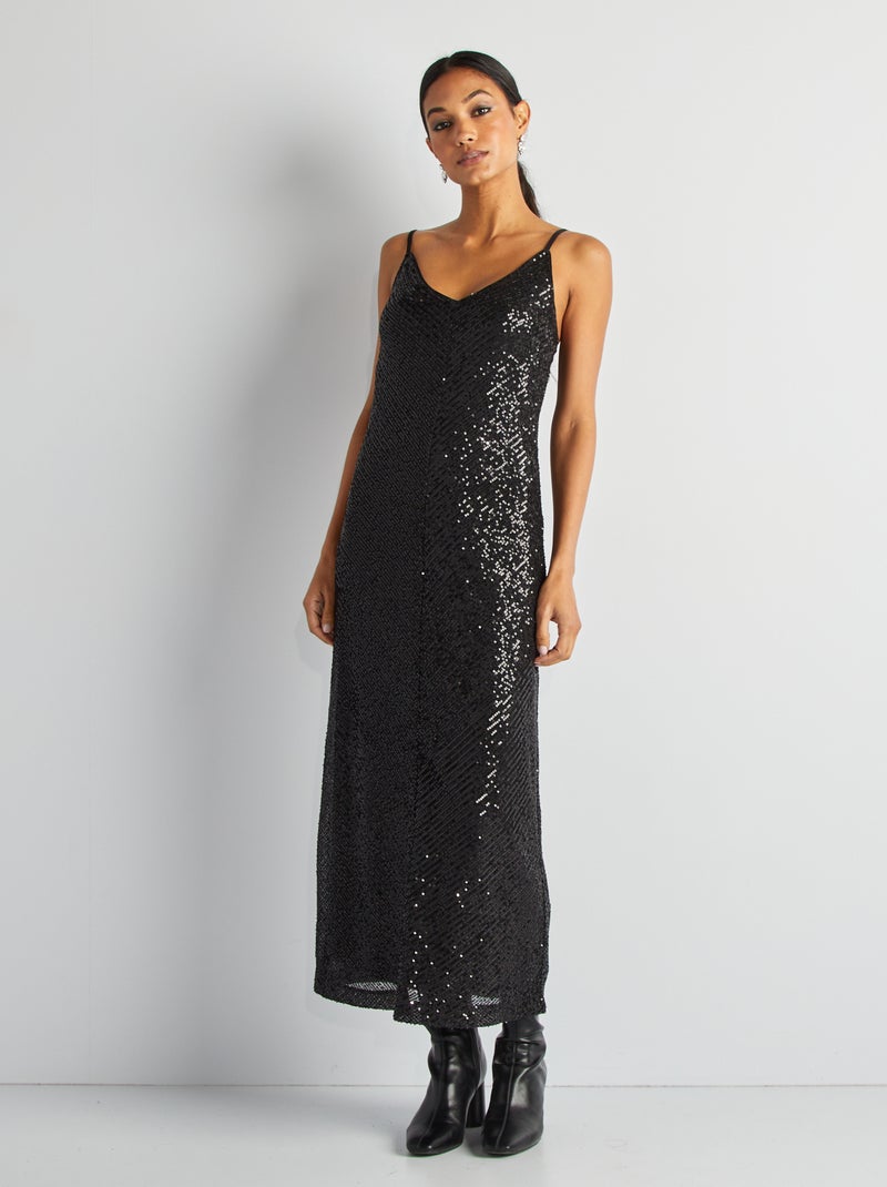Vestido comprido de festa PRETO - Kiabi