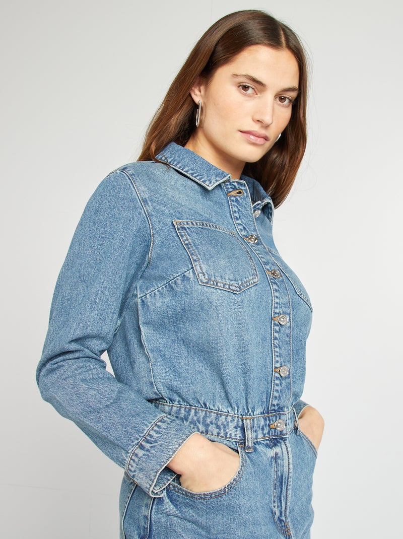 Vestido comprido de ganga tipo macacão AZUL - Kiabi