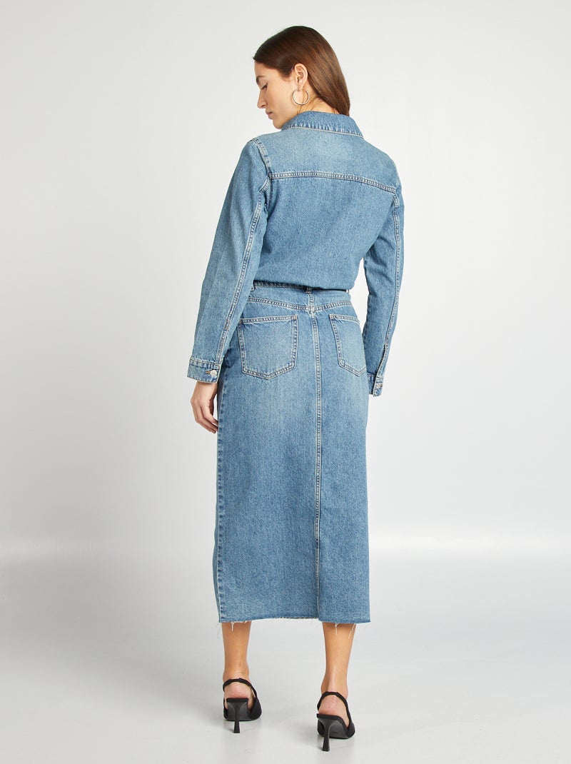 Vestido comprido de ganga tipo macacão AZUL - Kiabi