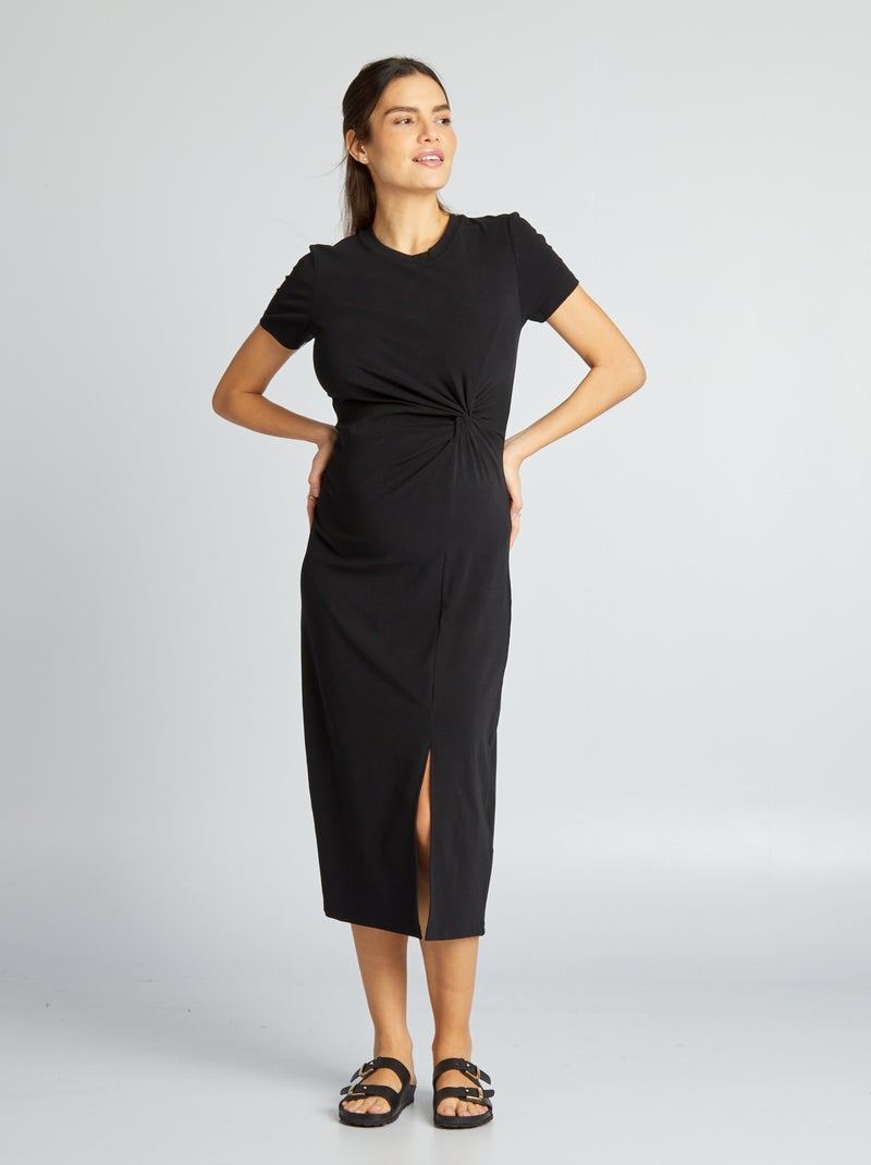 Vestido comprido de grávida elástico Preto - Kiabi