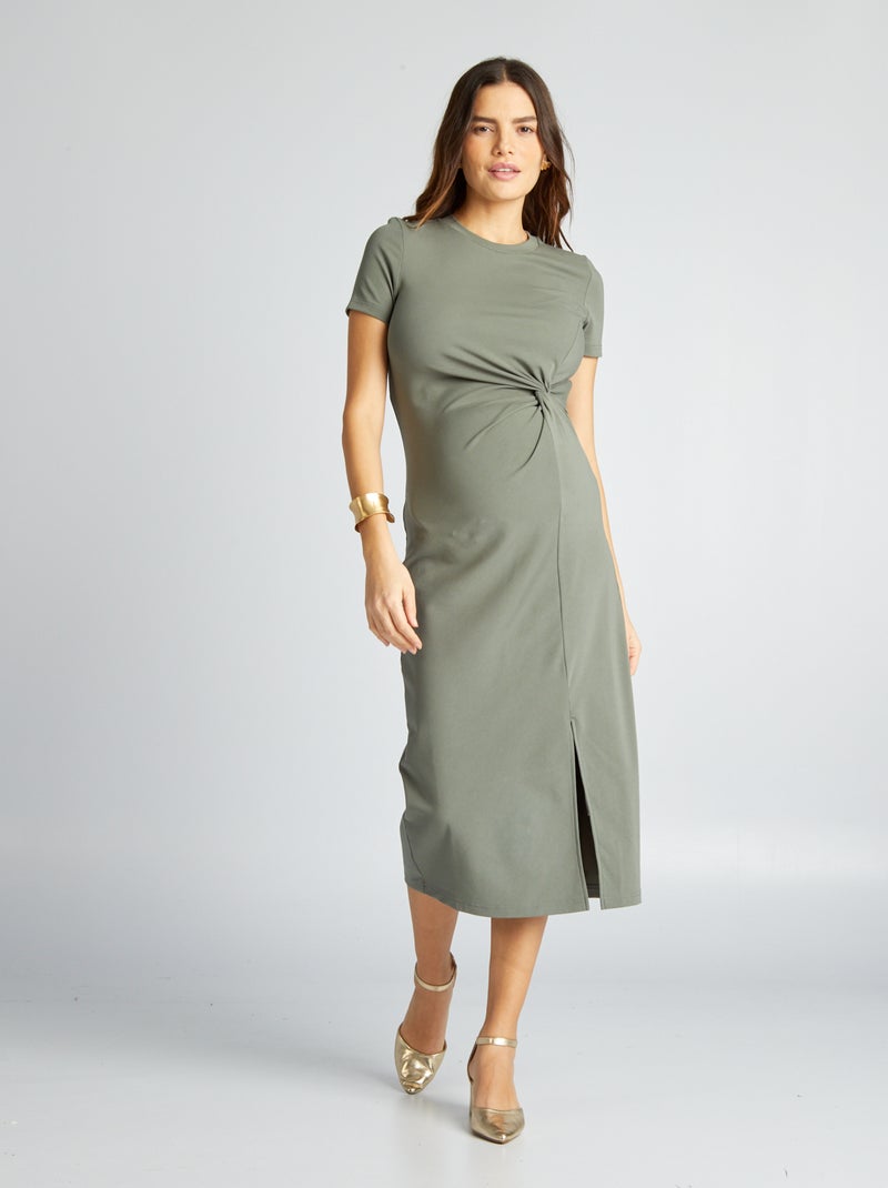 Vestido comprido de grávida elástico VERDE - Kiabi