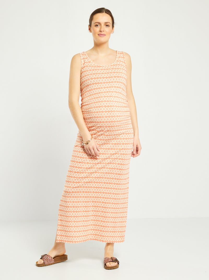 Vestido comprido de grávida em malha jersey LARANJA - Kiabi