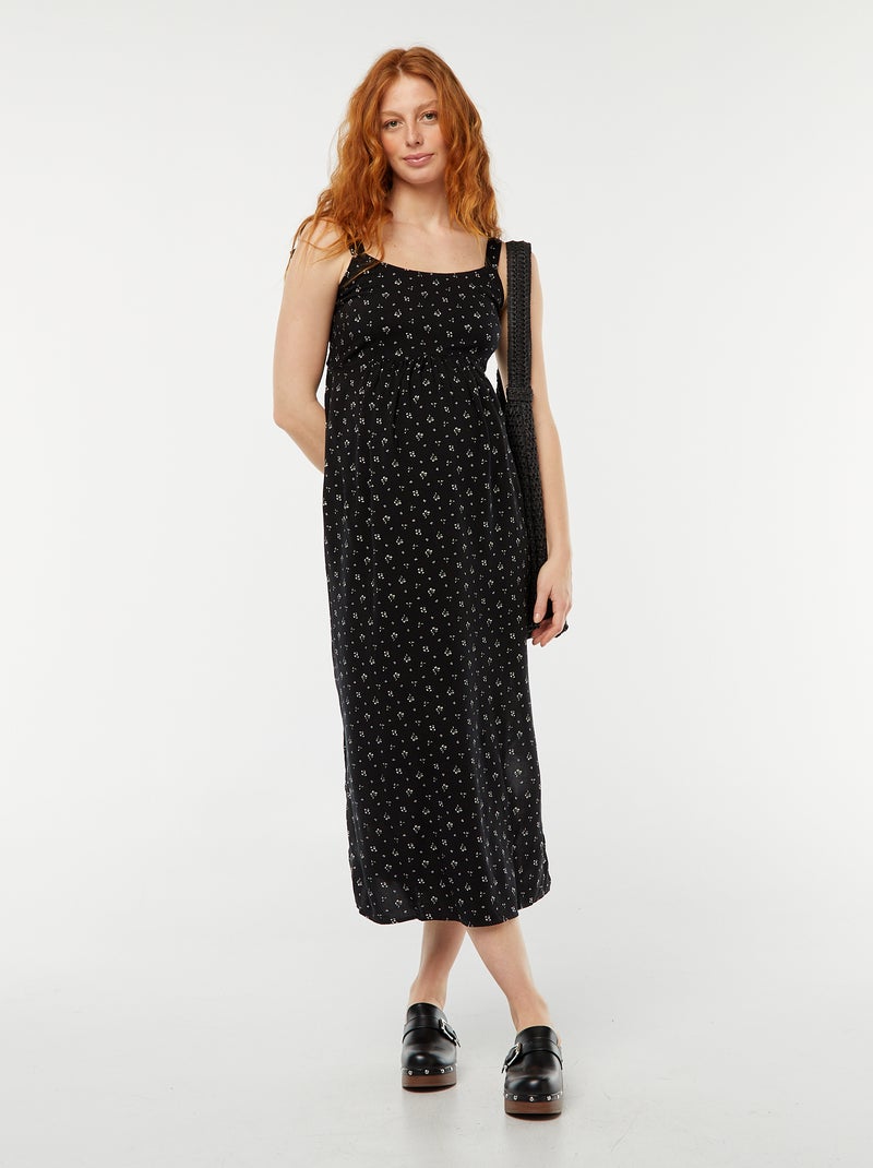 Vestido comprido de grávida sem mangas Preto - Kiabi