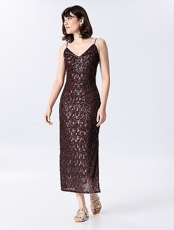 Vestido comprido de lantejoulas